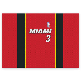 Поздравительная открытка с принтом Miami Heat 3 в Петрозаводске, 100% бумага | плотность бумаги 280 г/м2, матовая, на обратной стороне линовка и место для марки
 | 3 | dwyane wade | miami heat | nba |  дуэйн уэйд | баскетбол | майами | майами хит | нба
