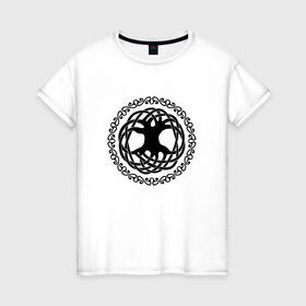 Женская футболка хлопок с принтом Дерево жизни в Петрозаводске, 100% хлопок | прямой крой, круглый вырез горловины, длина до линии бедер, слегка спущенное плечо | дерево жизни | джен делис | кельты | символы