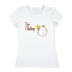Женская футболка хлопок с принтом Кролик в Петрозаводске, 100% хлопок | прямой крой, круглый вырез горловины, длина до линии бедер, слегка спущенное плечо | 