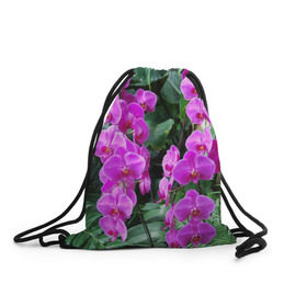 Рюкзак-мешок 3D с принтом Орхидея в Петрозаводске, 100% полиэстер | плотность ткани — 200 г/м2, размер — 35 х 45 см; лямки — толстые шнурки, застежка на шнуровке, без карманов и подкладки | 