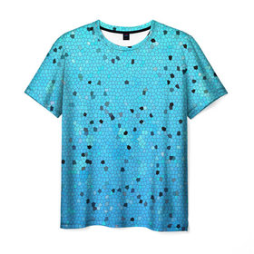 Мужская футболка 3D с принтом Синий узор в Петрозаводске, 100% полиэфир | прямой крой, круглый вырез горловины, длина до линии бедер | абстракция | арт | мозайка | рисунок | синий | текстура | узоры