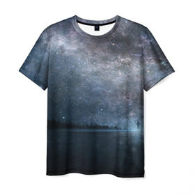 Мужская футболка 3D с принтом Звездное небо в Петрозаводске, 100% полиэфир | прямой крой, круглый вырез горловины, длина до линии бедер | Тематика изображения на принте: вселенная | галактика | звезды | небо | ночь