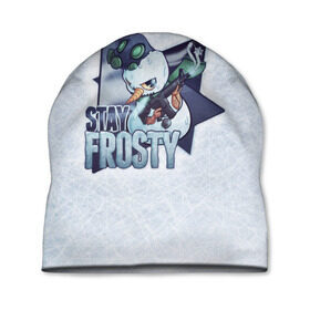 Шапка 3D с принтом Stay Frosty в Петрозаводске, 100% полиэстер | универсальный размер, печать по всей поверхности изделия | community stickers | counter strike | cs | cs go | будь начеку | снеговик