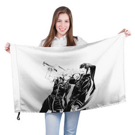 Флаг 3D с принтом Аллен и Канда в Петрозаводске, 100% полиэстер | плотность ткани — 95 г/м2, размер — 67 х 109 см. Принт наносится с одной стороны | d.gray man