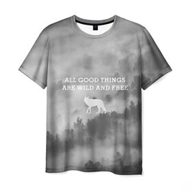 Мужская футболка 3D с принтом лес в Петрозаводске, 100% полиэфир | прямой крой, круглый вырез горловины, длина до линии бедер | горы | лес | море | охота | приключения | природа | рыбалка | свобода | скалы | туман | туризм | экстрим