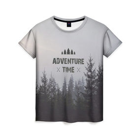 Женская футболка 3D с принтом лес в Петрозаводске, 100% полиэфир ( синтетическое хлопкоподобное полотно) | прямой крой, круглый вырез горловины, длина до линии бедер | горы | лес | море | охота | приключения | природа | рыбалка | свобода | скалы | туман | туризм | экстрим