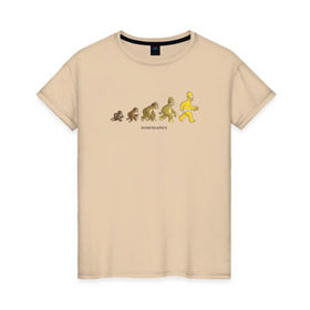 Женская футболка хлопок с принтом Эволюция Гомера в Петрозаводске, 100% хлопок | прямой крой, круглый вырез горловины, длина до линии бедер, слегка спущенное плечо | homer simpson | the simpsons | гомер | симпсоны | эволюция