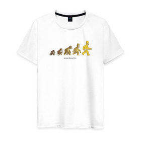 Мужская футболка хлопок с принтом Эволюция Гомера в Петрозаводске, 100% хлопок | прямой крой, круглый вырез горловины, длина до линии бедер, слегка спущенное плечо. | homer simpson | the simpsons | гомер | симпсоны | эволюция
