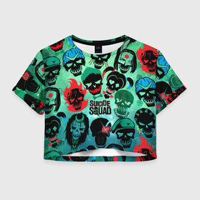 Женская футболка 3D укороченная с принтом Suicide Squad в Петрозаводске, 100% полиэстер | круглая горловина, длина футболки до линии талии, рукава с отворотами | harley quinn | suicide squad | харли квинн