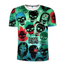 Мужская футболка 3D спортивная с принтом Suicide Squad в Петрозаводске, 100% полиэстер с улучшенными характеристиками | приталенный силуэт, круглая горловина, широкие плечи, сужается к линии бедра | harley quinn | suicide squad | харли квинн