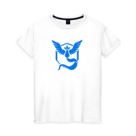 Женская футболка хлопок с принтом TEAM MYSTIC в Петрозаводске, 100% хлопок | прямой крой, круглый вырез горловины, длина до линии бедер, слегка спущенное плечо | покемон го