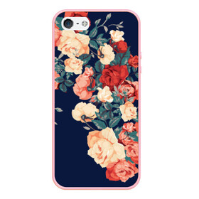 Чехол для iPhone 5/5S матовый с принтом Fashion flowers в Петрозаводске, Силикон | Область печати: задняя сторона чехла, без боковых панелей | fashion | flower | мода | фэшн | цветы