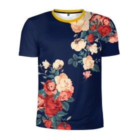 Мужская футболка 3D спортивная с принтом Fashion flowers в Петрозаводске, 100% полиэстер с улучшенными характеристиками | приталенный силуэт, круглая горловина, широкие плечи, сужается к линии бедра | fashion | flower | мода | фэшн | цветы