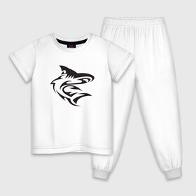 Детская пижама хлопок с принтом Акула трайбл в Петрозаводске, 100% хлопок |  брюки и футболка прямого кроя, без карманов, на брюках мягкая резинка на поясе и по низу штанин
 | акула | животные | тату | трайбл