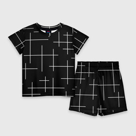 Детский костюм с шортами 3D с принтом Geometric (2) в Петрозаводске,  |  | Тематика изображения на принте: geometric | белый | геометрик | линии | текстура | чёрный