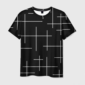 Мужская футболка 3D с принтом Geometric (2) в Петрозаводске, 100% полиэфир | прямой крой, круглый вырез горловины, длина до линии бедер | geometric | белый | геометрик | линии | текстура | чёрный