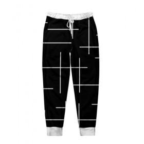 Мужские брюки 3D с принтом Geometric (2) в Петрозаводске, 100% полиэстер | манжеты по низу, эластичный пояс регулируется шнурком, по бокам два кармана без застежек, внутренняя часть кармана из мелкой сетки | geometric | белый | геометрик | линии | текстура | чёрный