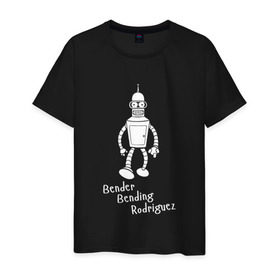 Мужская футболка хлопок с принтом Бендер Б. Родригез в Петрозаводске, 100% хлопок | прямой крой, круглый вырез горловины, длина до линии бедер, слегка спущенное плечо. | futurama | бендер | футурама