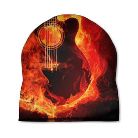 Шапка 3D с принтом Пылающая гитара в Петрозаводске, 100% полиэстер | универсальный размер, печать по всей поверхности изделия | 3d | гитара | металл | музыкальный инструмент | огонь | пламя | рок | стихия