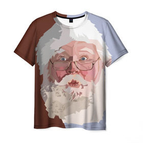 Мужская футболка 3D с принтом Санта Клаус в стиле WPAP в Петрозаводске, 100% полиэфир | прямой крой, круглый вырез горловины, длина до линии бедер | веселье | дед мороз | новый год | праздник | санта