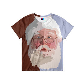 Детская футболка 3D с принтом Санта Клаус в стиле WPAP в Петрозаводске, 100% гипоаллергенный полиэфир | прямой крой, круглый вырез горловины, длина до линии бедер, чуть спущенное плечо, ткань немного тянется | веселье | дед мороз | новый год | праздник | санта