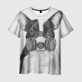 Мужская футболка 3D с принтом Cool Dog в Петрозаводске, 100% полиэфир | прямой крой, круглый вырез горловины, длина до линии бедер | красивый | крутой | маска | пес | рисунок | узор
