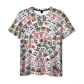 Мужская футболка 3D с принтом Игральные карты 3 в Петрозаводске, 100% полиэфир | прямой крой, круглый вырез горловины, длина до линии бедер | карты | настольные игры | пасьянс | покер