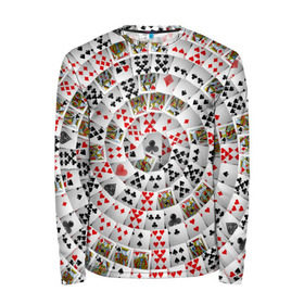 Мужской лонгслив 3D с принтом Игральные карты 3 в Петрозаводске, 100% полиэстер | длинные рукава, круглый вырез горловины, полуприлегающий силуэт | карты | настольные игры | пасьянс | покер