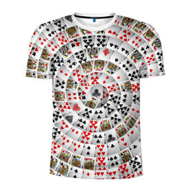 Мужская футболка 3D спортивная с принтом Игральные карты 3 в Петрозаводске, 100% полиэстер с улучшенными характеристиками | приталенный силуэт, круглая горловина, широкие плечи, сужается к линии бедра | карты | настольные игры | пасьянс | покер
