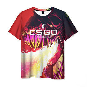 Мужская футболка 3D с принтом cs:go - Hyper Beast style (Скоростной зверь) в Петрозаводске, 100% полиэфир | прямой крой, круглый вырез горловины, длина до линии бедер | beast | cs | csgo | hyper | го | зверь | кс | скоростной