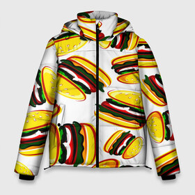 Мужская зимняя куртка 3D с принтом Гамбургер в Петрозаводске, верх — 100% полиэстер; подкладка — 100% полиэстер; утеплитель — 100% полиэстер | длина ниже бедра, свободный силуэт Оверсайз. Есть воротник-стойка, отстегивающийся капюшон и ветрозащитная планка. 

Боковые карманы с листочкой на кнопках и внутренний карман на молнии. | Тематика изображения на принте: fast food | фастфуд