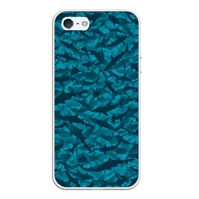 Чехол для iPhone 5/5S матовый с принтом Акулы в Петрозаводске, Силикон | Область печати: задняя сторона чехла, без боковых панелей | камуфляж | море | океан | рыба | рыбак | рыбалка