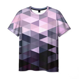 Мужская футболка 3D с принтом Pixel Polygon в Петрозаводске, 100% полиэфир | прямой крой, круглый вырез горловины, длина до линии бедер | геометрия | полигоны | треугольник