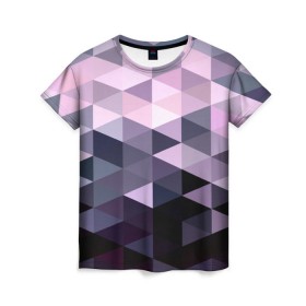 Женская футболка 3D с принтом Pixel Polygon в Петрозаводске, 100% полиэфир ( синтетическое хлопкоподобное полотно) | прямой крой, круглый вырез горловины, длина до линии бедер | геометрия | полигоны | треугольник