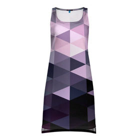 Платье-майка 3D с принтом Pixel Polygon в Петрозаводске, 100% полиэстер | полуприлегающий силуэт, широкие бретели, круглый вырез горловины, удлиненный подол сзади. | геометрия | полигоны | треугольник