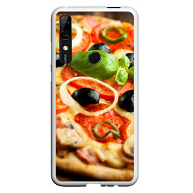 Чехол для Honor P Smart Z с принтом Пицца в Петрозаводске, Силикон | Область печати: задняя сторона чехла, без боковых панелей | базилик | еда | зелень | маслины | оливки | пицца | помидоры