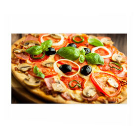 Бумага для упаковки 3D с принтом Пицца в Петрозаводске, пластик и полированная сталь | круглая форма, металлическое крепление в виде кольца | базилик | еда | зелень | маслины | оливки | пицца | помидоры