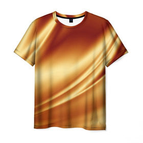 Мужская футболка 3D с принтом Golden Silk в Петрозаводске, 100% полиэфир | прямой крой, круглый вырез горловины, длина до линии бедер | gold | golden silk | textile | texture | золотой шёлк | текстиль | текстура | ткань