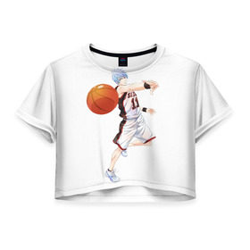 Женская футболка 3D укороченная с принтом Майка, баскетбол Куроку в Петрозаводске, 100% полиэстер | круглая горловина, длина футболки до линии талии, рукава с отворотами | 