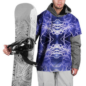 Накидка на куртку 3D с принтом Static Electricity в Петрозаводске, 100% полиэстер |  | static electricity | белый | молнии | разряд | синий | статическое электричество | фиолетовый | чёрный