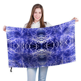 Флаг 3D с принтом Static Electricity в Петрозаводске, 100% полиэстер | плотность ткани — 95 г/м2, размер — 67 х 109 см. Принт наносится с одной стороны | static electricity | белый | молнии | разряд | синий | статическое электричество | фиолетовый | чёрный