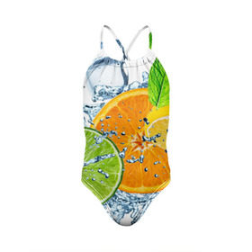 Детский купальник 3D с принтом Мятный смузи в Петрозаводске, Полиэстер 85%, Спандекс 15% | Слитный крой, подклад по переду изделия, узкие бретели | вода | еда | зима | искусство | лайм | лимон | листья | новинки | природа | солнце | фрукты