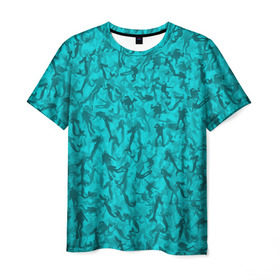 Мужская футболка 3D с принтом Аквалангисты и русалки в Петрозаводске, 100% полиэфир | прямой крой, круглый вырез горловины, длина до линии бедер | Тематика изображения на принте: вода | море | океан | охота | рыба | рыбак | рыбалка