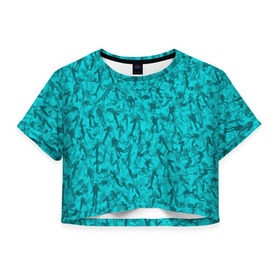 Женская футболка 3D укороченная с принтом Аквалангисты и русалки в Петрозаводске, 100% полиэстер | круглая горловина, длина футболки до линии талии, рукава с отворотами | вода | море | океан | охота | рыба | рыбак | рыбалка