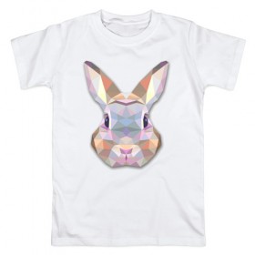 Мужская футболка хлопок с принтом Полигональный кролик в Петрозаводске, 100% хлопок | прямой крой, круглый вырез горловины, длина до линии бедер, слегка спущенное плечо. | геометрический рисунок | голова | животные | кролик | фауна