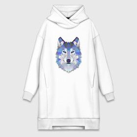 Платье-худи хлопок с принтом Полигональный волк в Петрозаводске,  |  | волк | геометрический рисунок | голова | животные | фауна