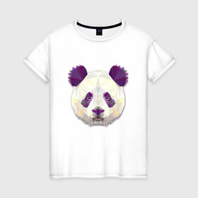 Женская футболка хлопок с принтом Полигональная панда в Петрозаводске, 100% хлопок | прямой крой, круглый вырез горловины, длина до линии бедер, слегка спущенное плечо | геометрический рисунок | голова | животные | панда | фауна