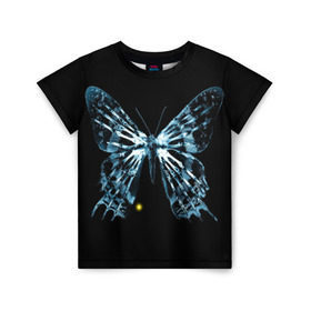 Детская футболка 3D с принтом За Гранью в Петрозаводске, 100% гипоаллергенный полиэфир | прямой крой, круглый вырез горловины, длина до линии бедер, чуть спущенное плечо, ткань немного тянется | Тематика изображения на принте: бабочка | грань | за гранью | кости | рентген