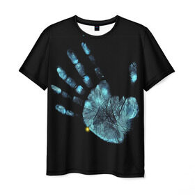 Мужская футболка 3D с принтом За Гранью в Петрозаводске, 100% полиэфир | прямой крой, круглый вырез горловины, длина до линии бедер | грань | за гранью | пальцы | рентген | рука