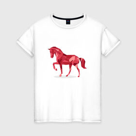 Женская футболка хлопок с принтом Геометрическая лошадь в Петрозаводске, 100% хлопок | прямой крой, круглый вырез горловины, длина до линии бедер, слегка спущенное плечо | 